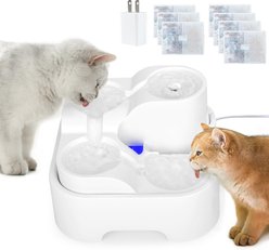 GOYJOY 7 Activated Carbon Filters Cat Water Fountain, White, 2.8-L / 94-oz
