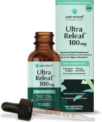 Pet Releaf Ultra Releaf Liposome 100-mg Full Spectrum Hemp Extract Oil Liquid Calming Supplement for Small Dogs & Cats, 1-fl oz bottle