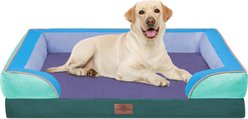 HINTON Waterproof Egg Crate Foam Orthopedic Bolster Dog Bed with Washable Cover & Non-Slip Bottom, Violet Tide, X-Large