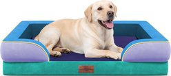 HINTON Waterproof Egg Crate Foam Orthopedic Bolster Dog Bed with Washable Cover & Non-Slip Bottom, Silent Canyon, X-Large