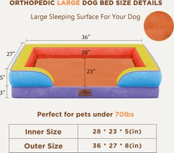 HINTON Waterproof Egg Crate Foam Orthopedic Bolster Dog Bed with Washable Cover & Non-Slip Bottom, Candy Splash, Large slide 2 of 7