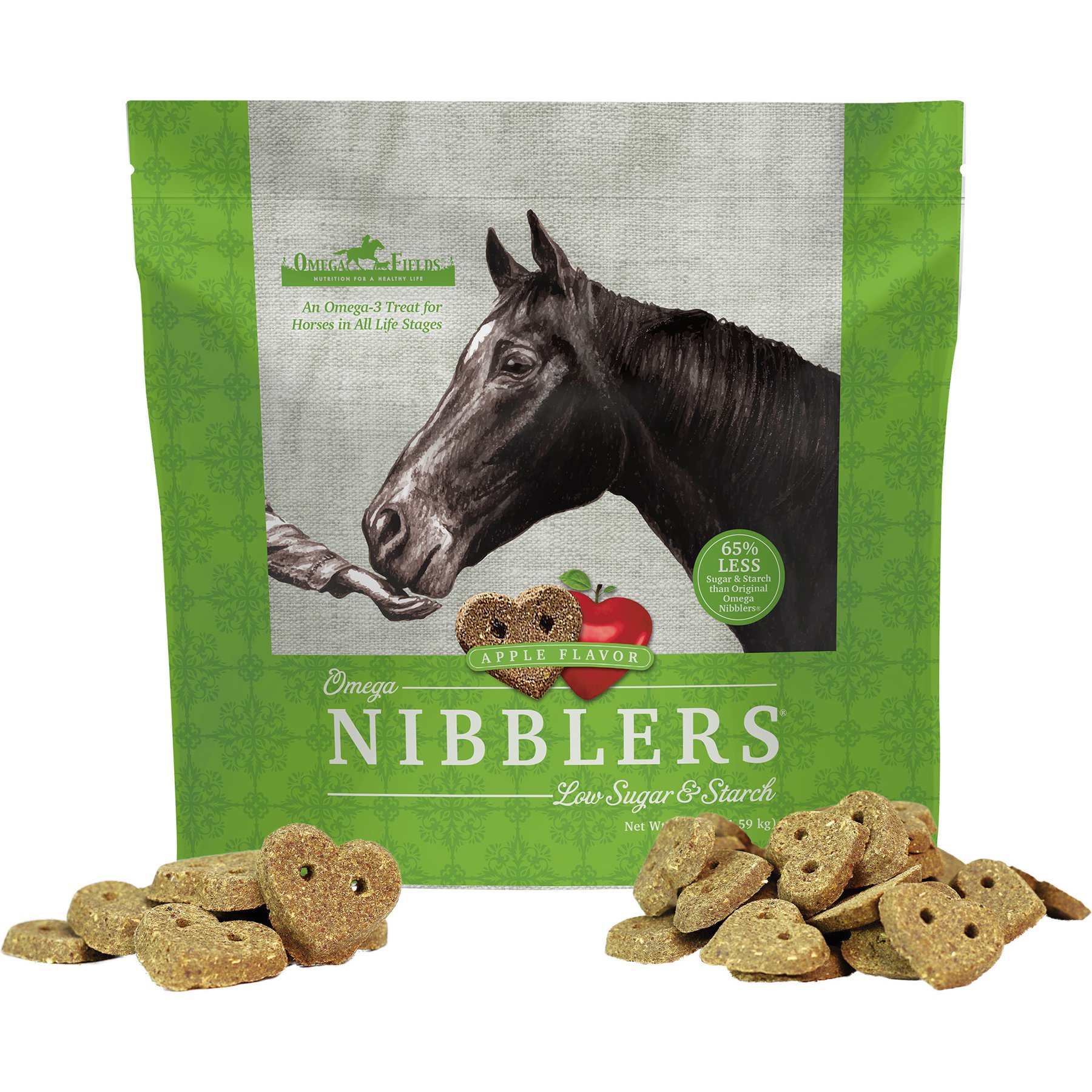 Omega Fields Omega Nibblers Low Sugar & Starch Apple Horse Treats, 3.5-lb bag