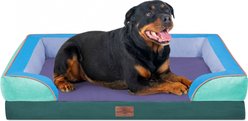 HINTON Waterproof Egg Crate Foam Orthopedic Bolster Dog Bed with Washable Cover & Non-Slip Bottom, Violet Tide, Jumbo