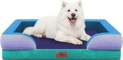 HINTON Waterproof Egg Crate Foam Orthopedic Bolster Dog Bed with Washable Cover & Non-Slip Bottom, Silent Canyon, Large