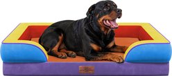 HINTON Waterproof Egg Crate Foam Orthopedic Bolster Dog Bed with Washable Cover & Non-Slip Bottom, Candy Splash, Jumbo
