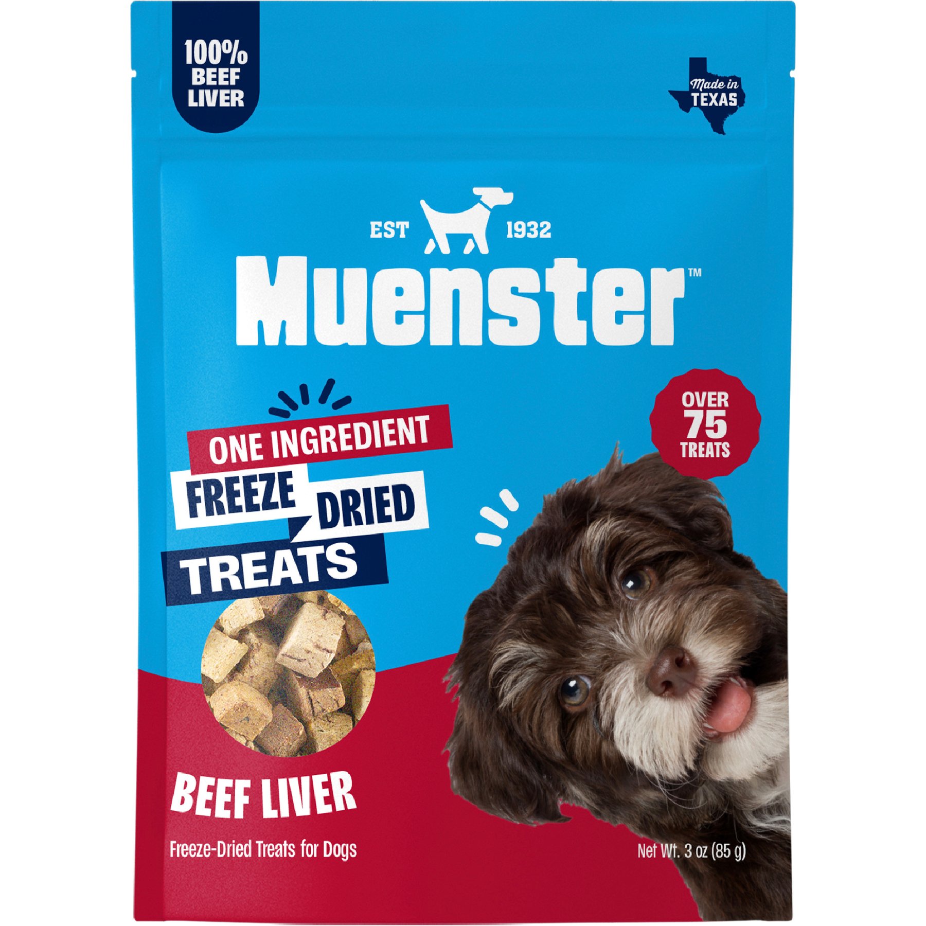 Muenster Beef Liver Limited Ingredient Diet Freeze-Dried Dog Treats, 3-oz bag