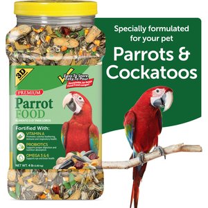 3-D Parrot Food, 4-lb jar