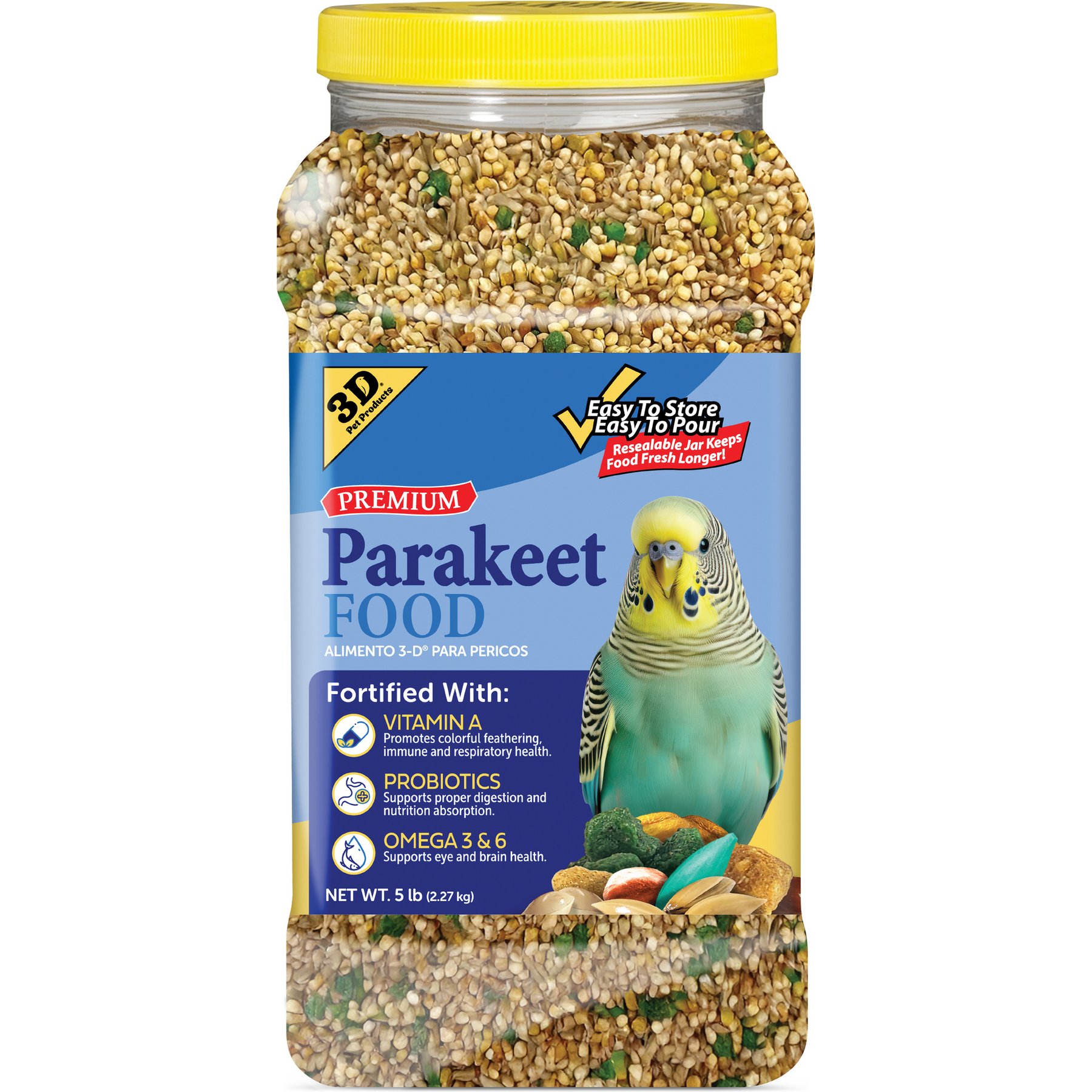 3-D Parakeet Food, 5-lb jar