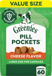 Greenies Pill Pockets Cheese Flavor Natural Dog Treats, Capsule Size, 60 count