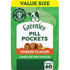 Greenies Pill Pockets Cheese Flavor Natural Dog Treats, Capsule Size, 60 count