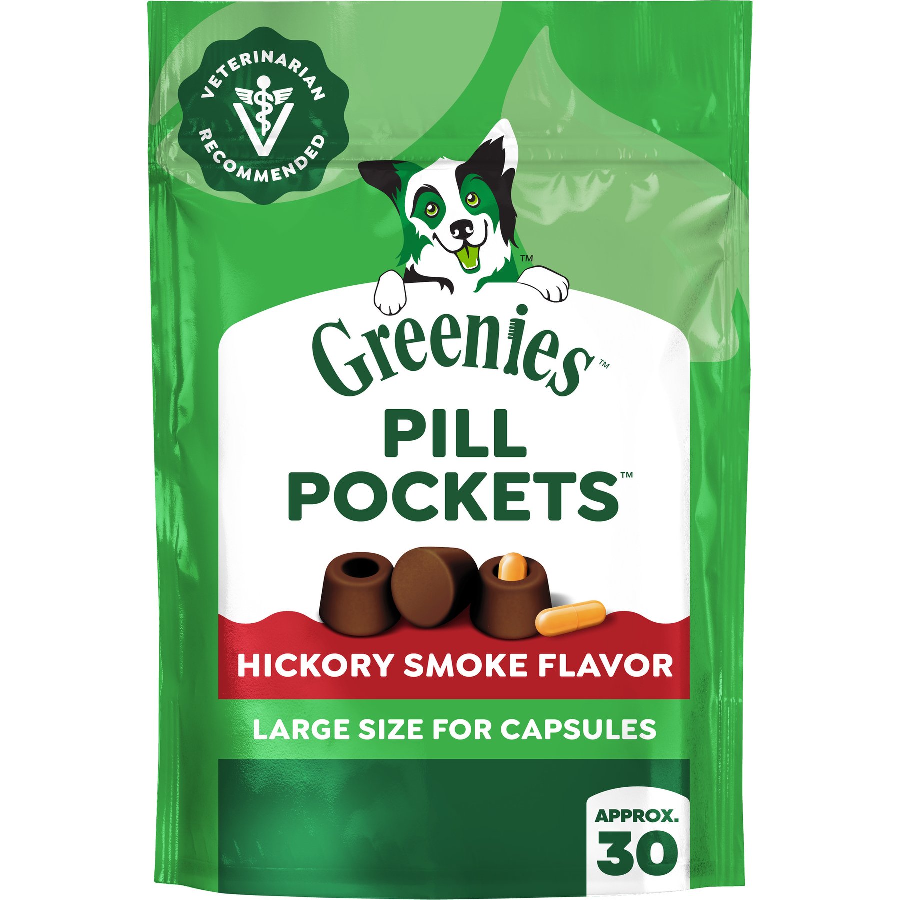 Greenies Pill Pockets Canine Hickory Smoke Flavor Natural Dog Treats, Capsule Size, 180 count