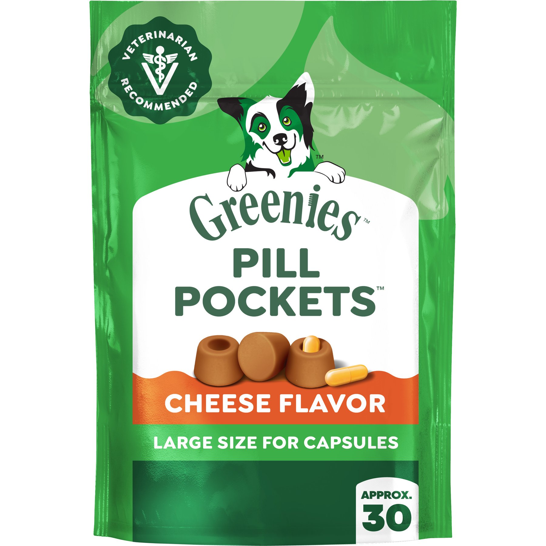 Greenies Pill Pockets Cheese Flavor Natural Dog Treats, Capsule Size, 30 count
