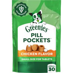 Greenies Pill Pockets Canine Chicken Flavor Natural Dog Treats, Tablet Size, 30 count