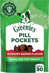 Greenies Pill Pockets Canine Hickory Smoke Flavor Natural Dog Treats, Tablet Size, 30 count