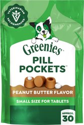 Greenies Pill Pockets Canine Real Peanut Butter Flavor Natural Dog Treats, Tablet Size, 30 count