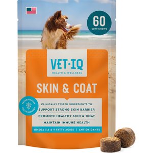 VetIQ Skin & Coat Soft Chew Supplement for Dogs, 60 Count