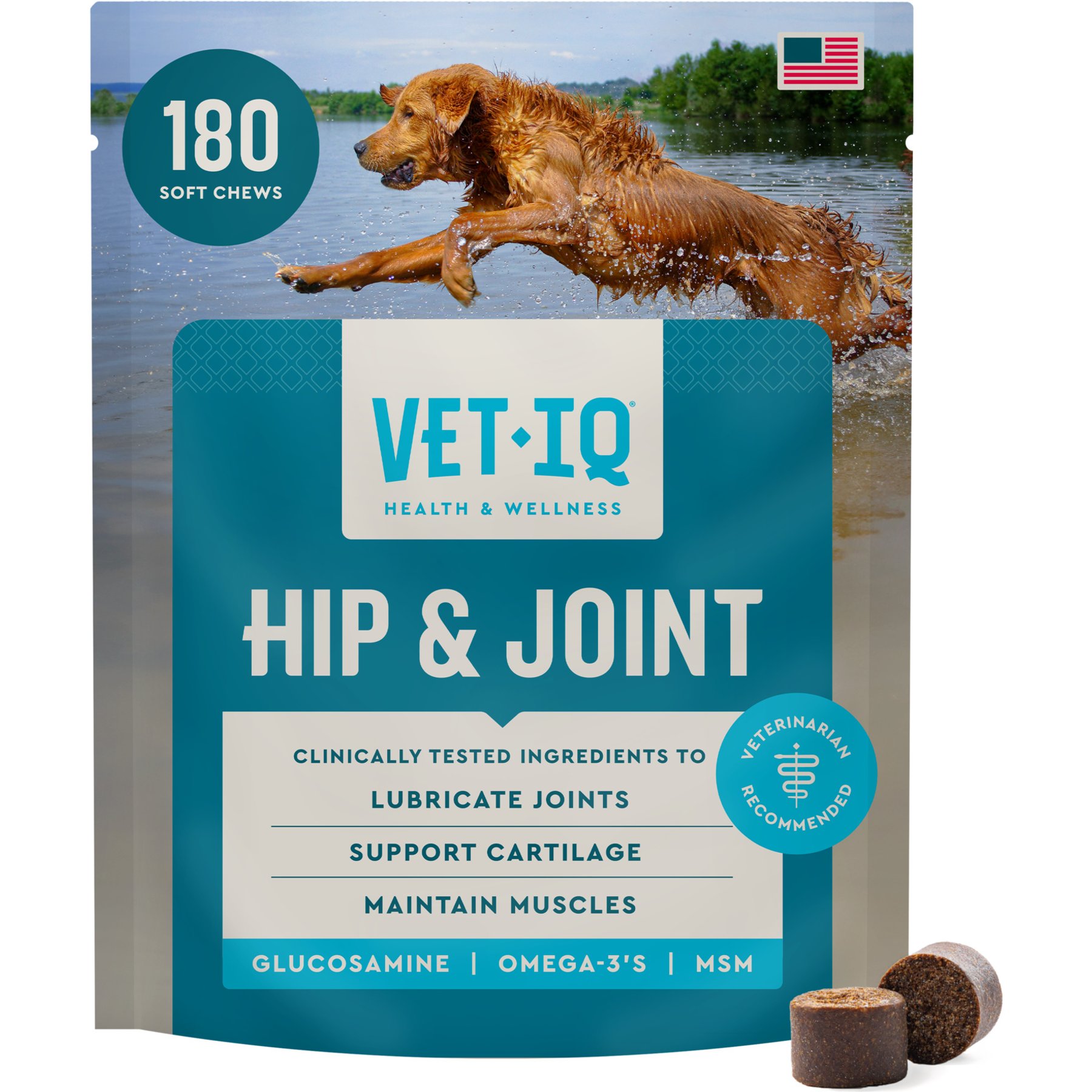 VetIQ Hip & Joint Soft Chew Joint Supplement for Dogs, 180 count