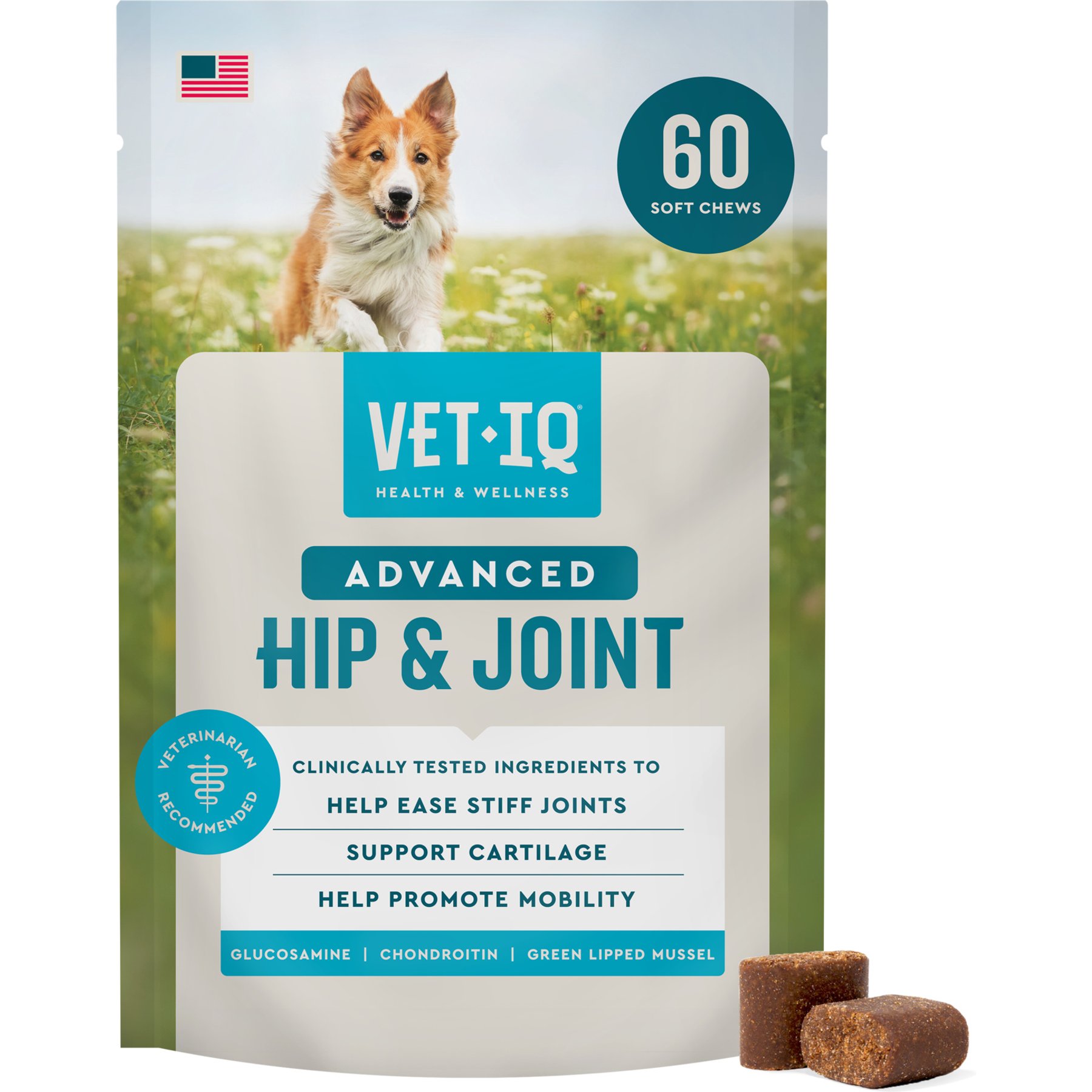 VetIQ Advanced Hip & Joint Chicken Flavored Soft Chews Dog Supplement, 60 count bag