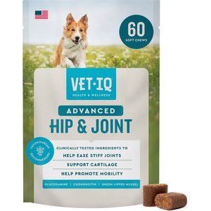VetIQ Advanced Hip & Joint Chicken Flavored Soft Chews Dog Supplement, 60 count bag