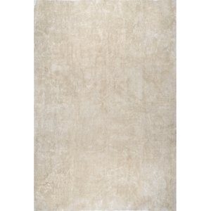 Nuloom Loni Solid Machine Washable Shag Area Rug, Cream, 5 x 8-ft