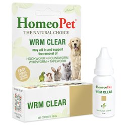 HomeoPet WRM Clear Dewormer for Hookworms, Roundworms, Tapeworms & Whipworms for Birds, Cats, Dogs & Small Pets, 450 drops