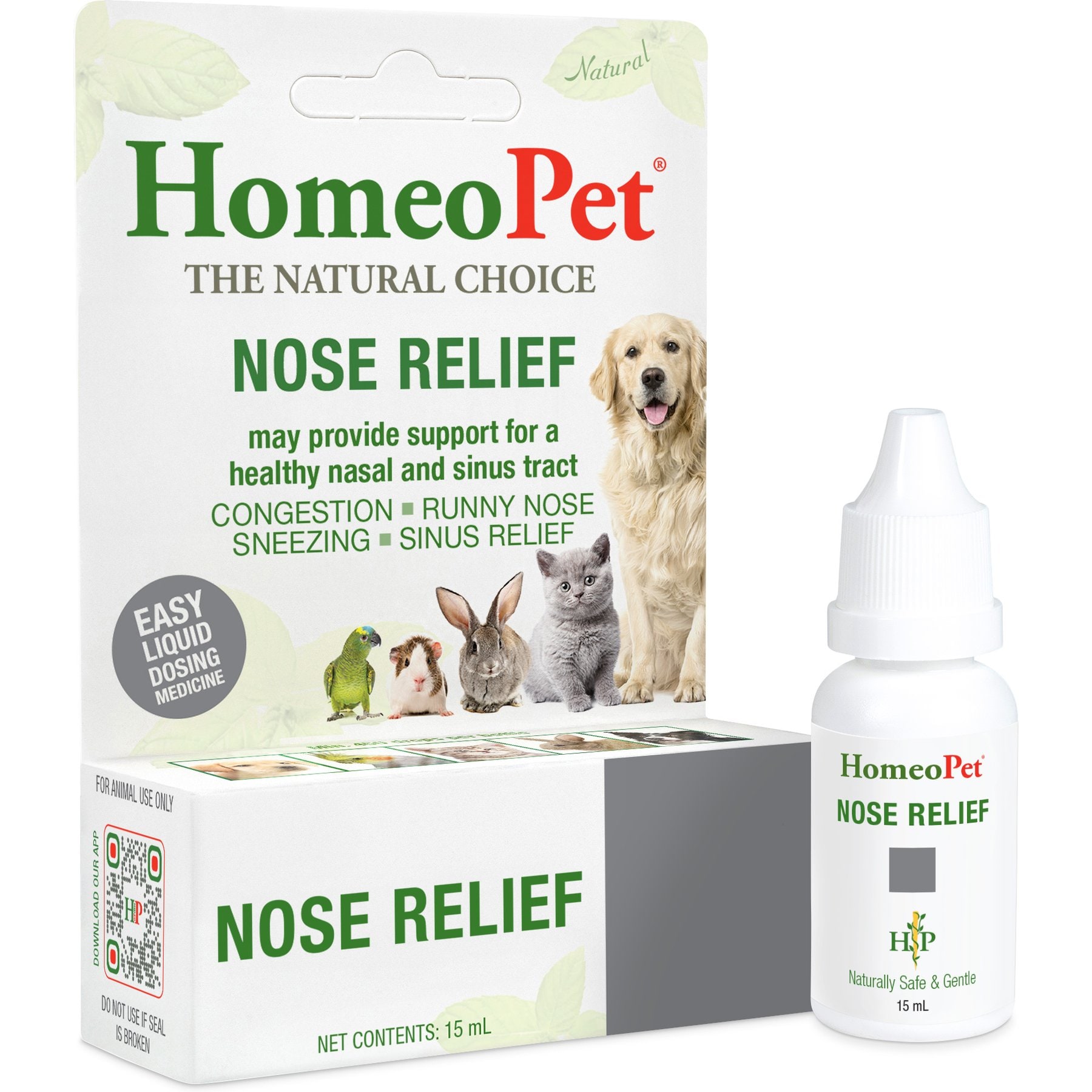 HomeoPet Nose Relief Homeopathic Medicine for Allergies & Respiratory Infections for Birds, Cats, Dogs & Small Pets, 450 drops