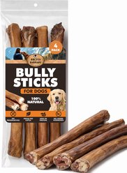 Brutus & Barnaby 12-Inch Single Ingredient High Protein & Rawhide-Free Thick Jumbo Bully Sticks Dogs Chews, 4 count