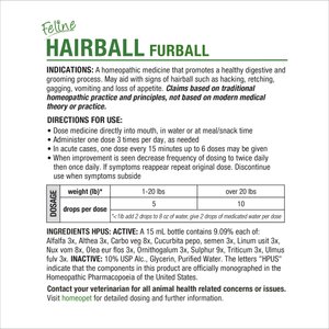HomeoPet Feline Furball Cat Supplement, 15mL bottle