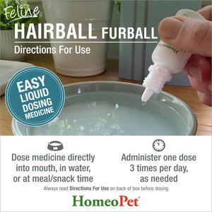 HomeoPet Feline Furball Cat Supplement, 15mL bottle