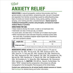 HomeoPet Feline Anxiety Relief Cat Supplement, 450 drops