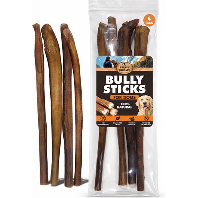 Brutus & Barnaby Brutus & Barnaby 12-Inch Single Ingredient High Protein & Rawhide-Free Bully Sticks Dog Chews, 4 count