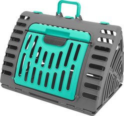 SportPet Designs Travel Master Collapsible Dog & Cat Carrier, Dark Grey & Teal, X-Large