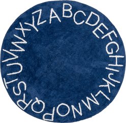 Nuloom Alphabet SpinClean Washable Round Area Rug, Navy, 6-ft