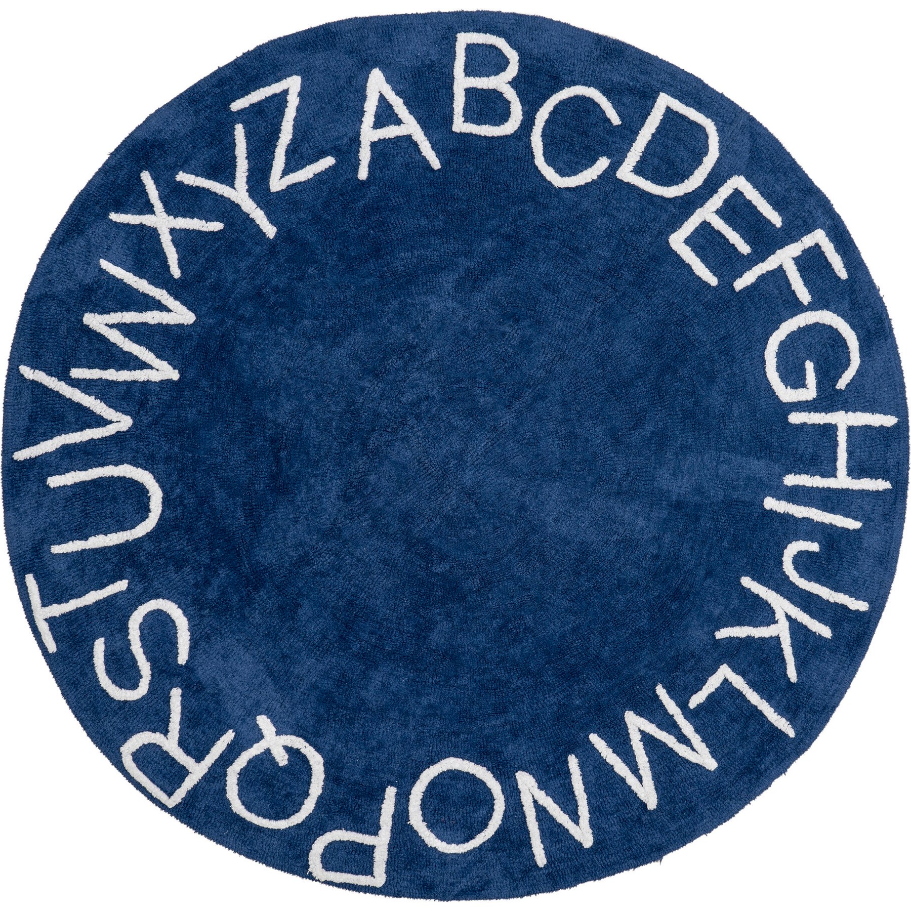 Nuloom Alphabet Washable Round Area Rug, Navy, 6-ft