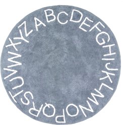 Nuloom Alphabet SpinClean Washable Round Area Rug, Blue Grey, 4 x 6-ft