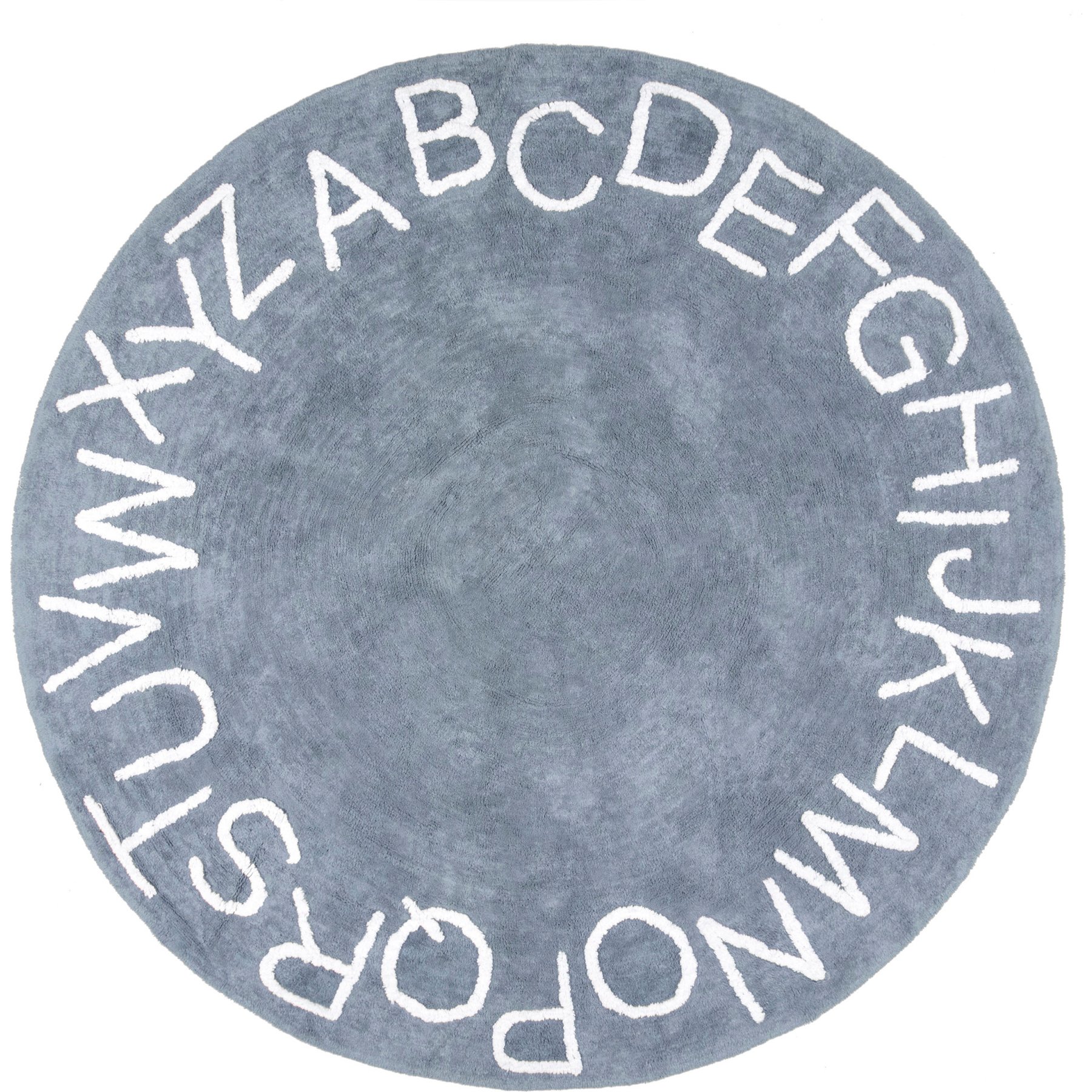 Nuloom Alphabet Washable Round Area Rug, Blue Grey, 4-ft