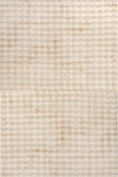 Nuloom Jeni Solid Faux Rabbit Machine Washable Area Rug, Beige, 5 x 8-ft