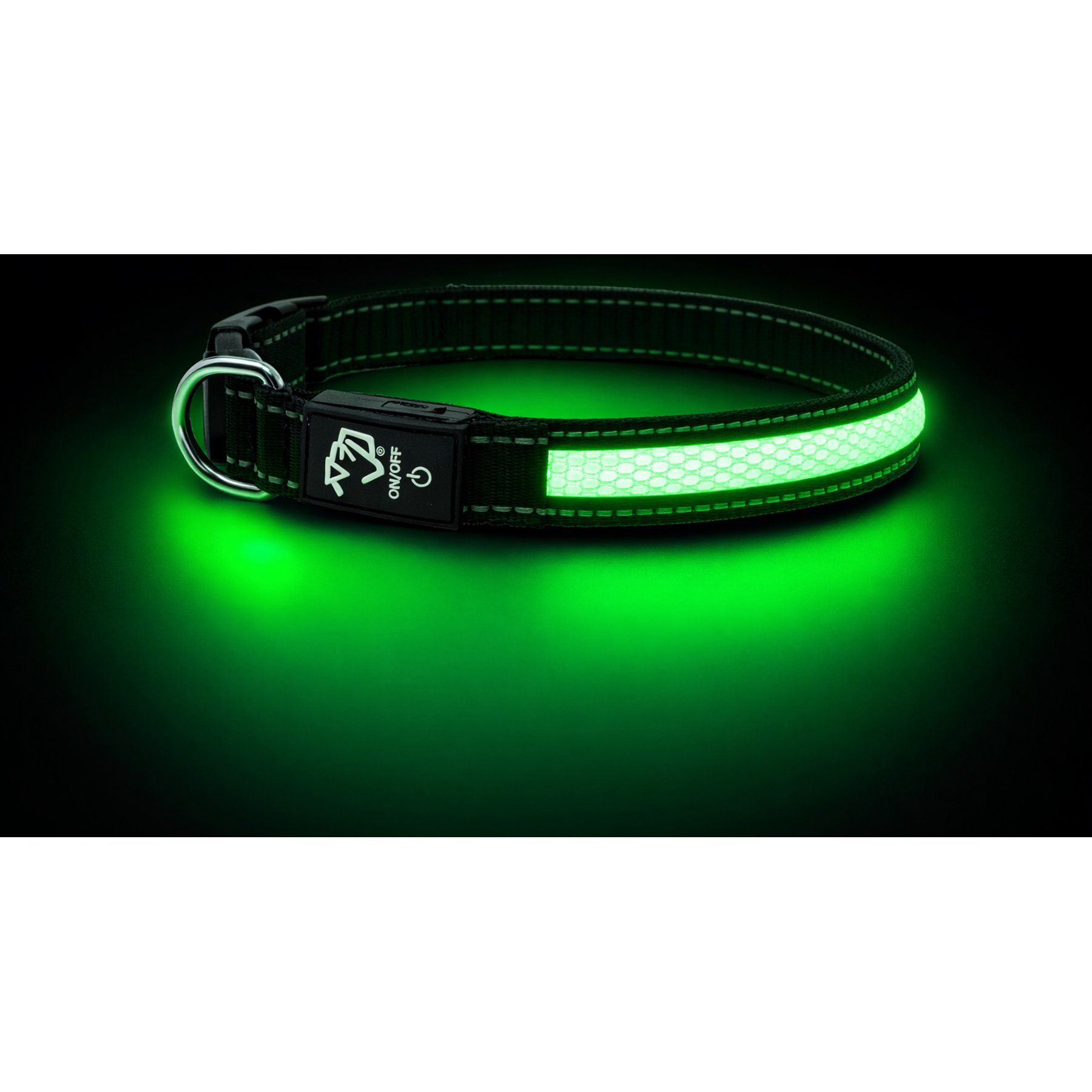 Mad Dog Products The Night Walker Reflective LED Dog Collar, Black, Large: 24-in neck, 1-in wide