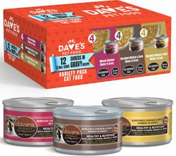 Dave's Pet Food Naturally Healthy Minced & Shredded Chicken in Gravy Variety Pack Grain-Free Wet Cat Food, 2.8-oz can, case of 12