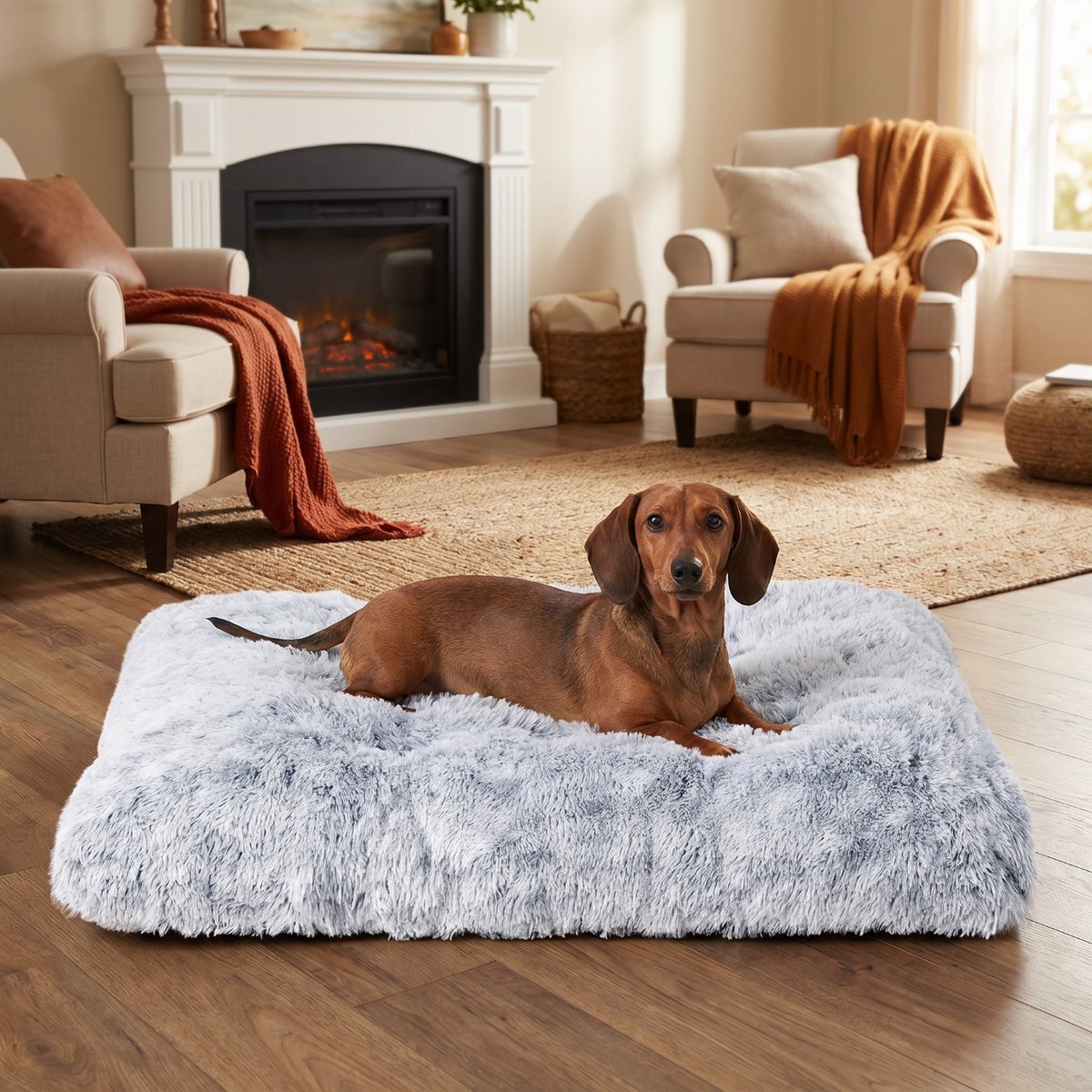 Kylinsure Plush Calming Fully Machine Washable Dog & Cat Bed Mat, Grey, Small