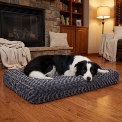 Kylinsure Washable Deluxe Plush Anti-Slip Dog Beds Comfy Kennel Pad, Dark Grey, Large