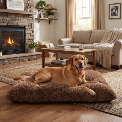 Kylinsure Kylinsure Plush Calming Fully Machine Washable Dog & Cat Bed Mat, Coffee, X-Large