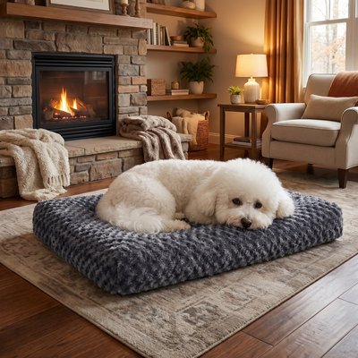 Kylinsure Kylinsure Washable Deluxe Plush Anti-Slip Dog Beds Comfy Kennel Pad, Dark Grey, Medium