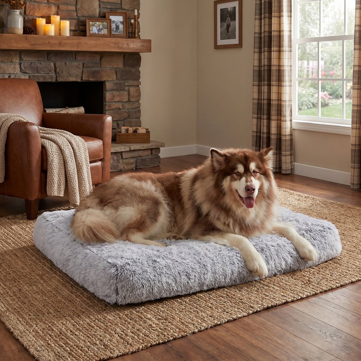 Kylinsure Plush Calming Fully Machine Washable Dog & Cat Bed Mat, Grey, Jumbo