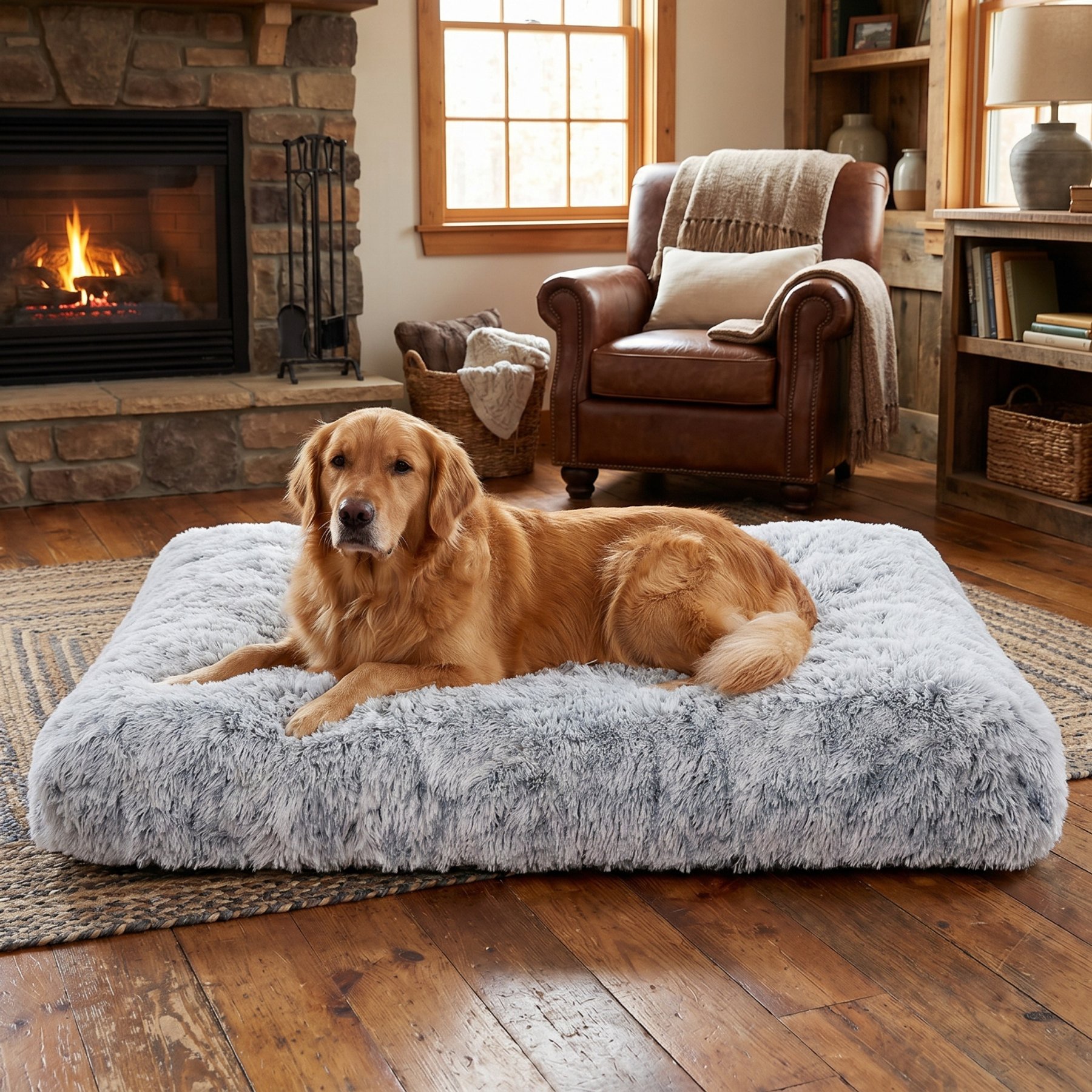 Kylinsure Plush Calming Fully Machine Washable Dog & Cat Bed Mat, Grey, X-Large