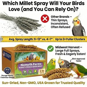 Nemeth Farms Natural Sun Dried Millet Spray Bird Food, 2-lb box