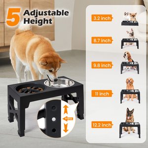 Heeyoo Elevated Dog Bowl Set, 3 bowls, 5-cup, Black