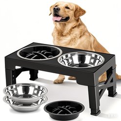Heeyoo Elevated Dog Bowl Set, 3 bowls, 5-cup, Black slide 1 of 8