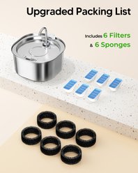 PEKTACO Stainless Steel Cat Water Fountain with Metal Spout & 6 Replacement Filters, 3.2 liter slide 2 of 9