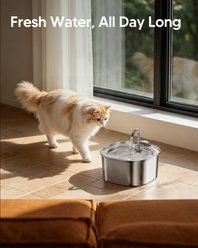 PEKTACO Stainless Steel Cat Water Fountain, 3.2 liter slide 2 of 8